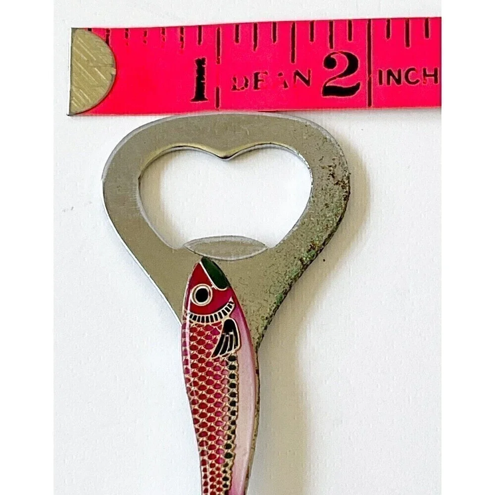 Vintage Bottle Opener Rainbow Trout Fish Red Metal Barware Japan Handheld